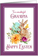 Happy Easter to Grandma Watercolor Flowers and Bunny card