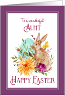 Happy Easter to Aunt Watercolor Flowers and Bunny card