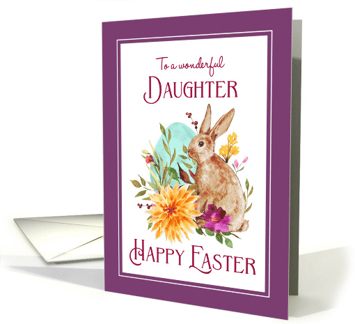 Happy Easter to Daughter Watercolor Flowers and Bunny card (1676298)