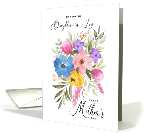 Happy Mother's Day Daughter in Law Pastel Watercolor Bouquet card