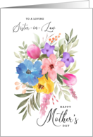 Happy Mother’s Day Sister in Law Pastel Watercolor Bouquet card