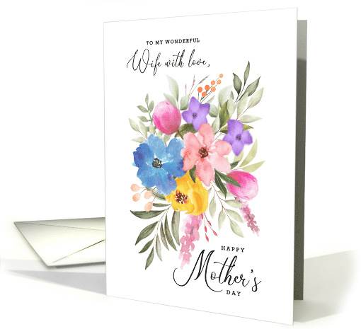 Happy Mother's Day Wife Pastel Watercolor Bouquet card (1676478)