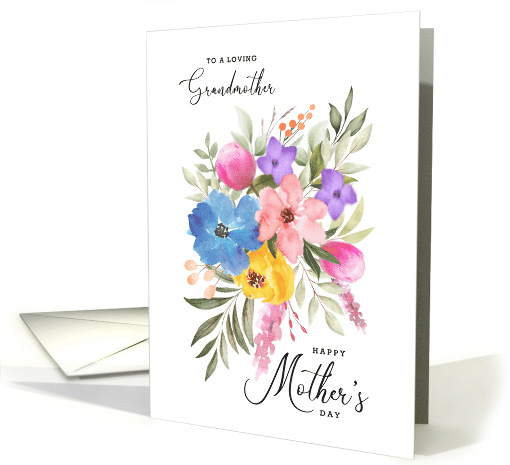 Happy Mother's Day Grandmother Pastel Watercolor Bouquet card