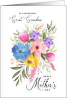 Happy Mother’s Day Great Grandma Pastel Watercolor Bouquet card