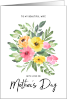 Happy Mother’s Day Wife Watercolor Floral Bouquet card