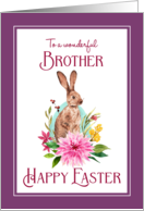 Happy Easter to Brother Watercolor Bunny and Flowers card