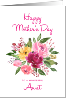 Happy Mother’s Day Aunt Watercolor Peonies Bouquet card