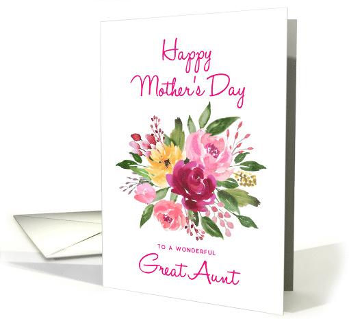 Happy Mother's Day Great Aunt Watercolor Peonies Bouquet card
