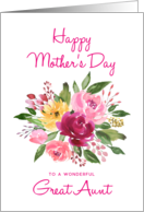 Happy Mother’s Day Great Aunt Watercolor Peonies Bouquet card