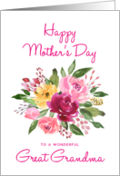 Happy Mother’s Day Great Grandma Watercolor Peonies Bouquet card