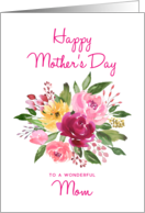Happy Mother’s Day Mom Watercolor Peonies Bouquet card