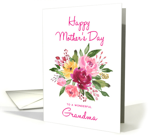 Happy Mother's Day Grandma Watercolor Peonies Bouquet card (1677984)