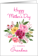 Happy Mother’s Day Grandma Watercolor Peonies Bouquet card