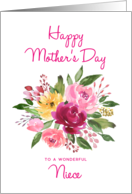 Happy Mother’s Day Niece Watercolor Peonies Bouquet card
