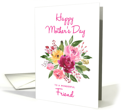 Happy Mother's Day Friend Watercolor Peonies Bouquet card (1678052)