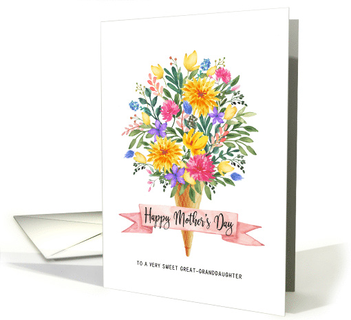 Mother's Day Ice Cream Cone Flowers for Great Granddaughter card
