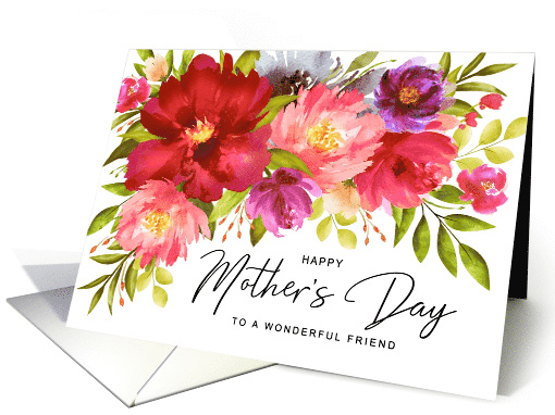 Happy Mother's Day Friend Watercolor Spring Garden Flowers card