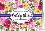 Happy Birthday for Friend Watercolor Peonies card