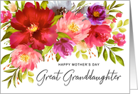 Happy Mother’s Day Great Granddaughter Watercolor Garden Flowers card