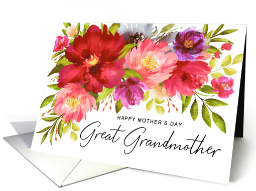 Happy Mother's Day Great Grandmother Watercolor Garden Flowers card