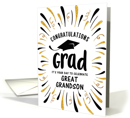 Graduation Congratulations Great Grandson with Festive Streamers card