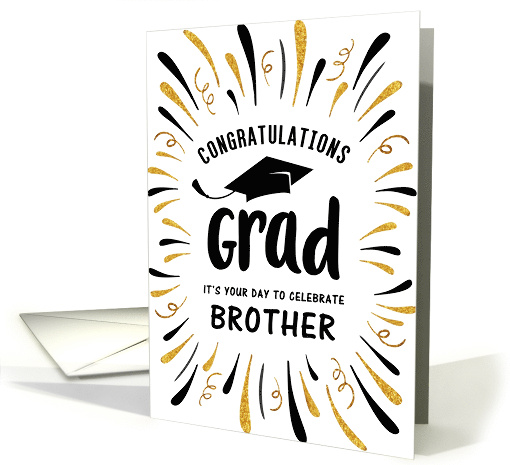 Graduation Congratulations Brother with Festive Streamers card