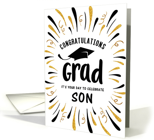 Graduation Congratulations Son with Festive Streamers card (1679732)