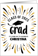 Custom Name Congratulations Class of 2024 Grad with Festive Streamers card