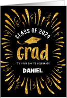 Custom Name Congratulations Class of 2024 Grad with Festive Streamers card