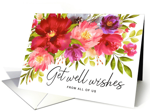Get Well Wishes from All of Us Watercolor Spring Garden Flowers card