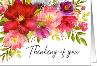 Thinking of You Watercolor Spring Garden Flowers card