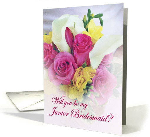 Be my Junior Bridesmaid - Pink Roses card (172882)