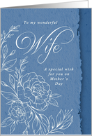 Happy Mothers Day Wife Floral Line Art Bouquet card