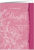 Happy Mothers Day Daughter Floral Line Art Bouquet card