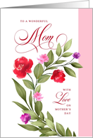 Happy Mothers Day for Mom Watercolor Floral Wreath card