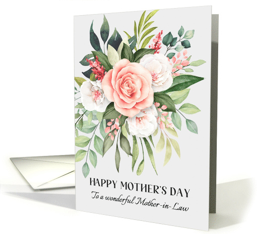 Happy Mothers Day Mother in Law Coral Rose Bouquet card (1764106)