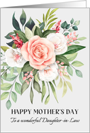 Happy Mothers Day Daughter in Law Coral Rose Bouquet card