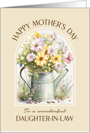 Mothers Day Daughter in Law Cheerful Watering Can Bouquet card