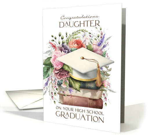Daughter Congratulations High School Graduation Cap Books... (1765114)