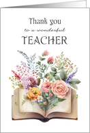 Teacher Appreciation Thank You Vintage Book Floral Bouquet card
