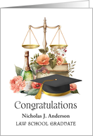 Custom Name Law School Graduation Congratulations Scales and Books card