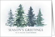 Team Member Holiday Greeting with Winter Trees card