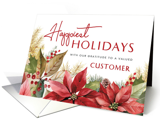 Happy Holidays to Customer Watercolor Poinsettia card (1782960)