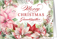 Merry Christmas Grandmother Pink Poinsettia Wreath card
