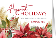 Happy Holidays to Employee Watercolor Poinsettia card