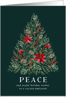 Christmas Peace Tree with Pine and Poinsettia card