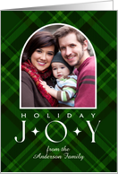 Holiday Joy Green Plaid Festive Photo Card