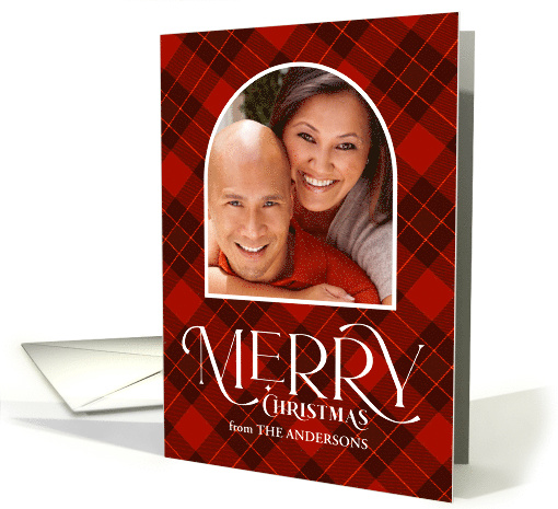 Merry Christmas Red Plaid Festive Photo card (1783534)