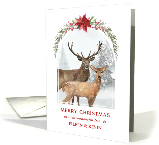 Merry Christmas Winter Deer Customized Names card (1786622)