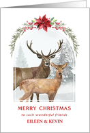 Merry Christmas Winter Deer Customized Names card